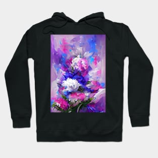 SURREAL PINK, BLUE  AND BLACK FLORAL PRINT Hoodie